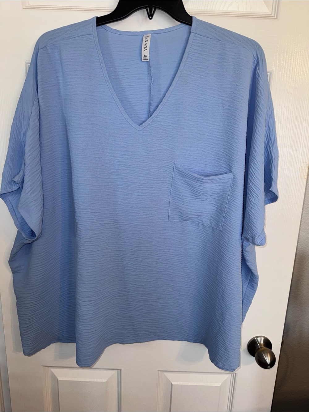 Zenana Outfitters Light Blue V-Neck Pocket Tunic